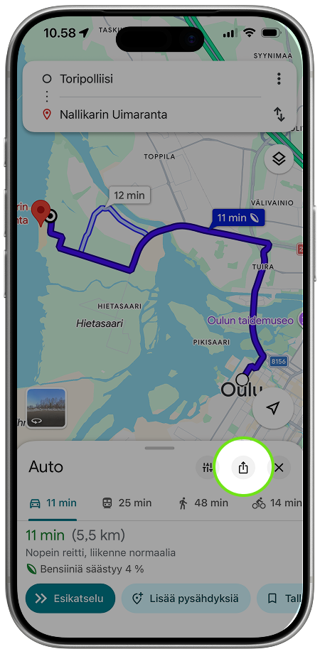 Share the Maps route