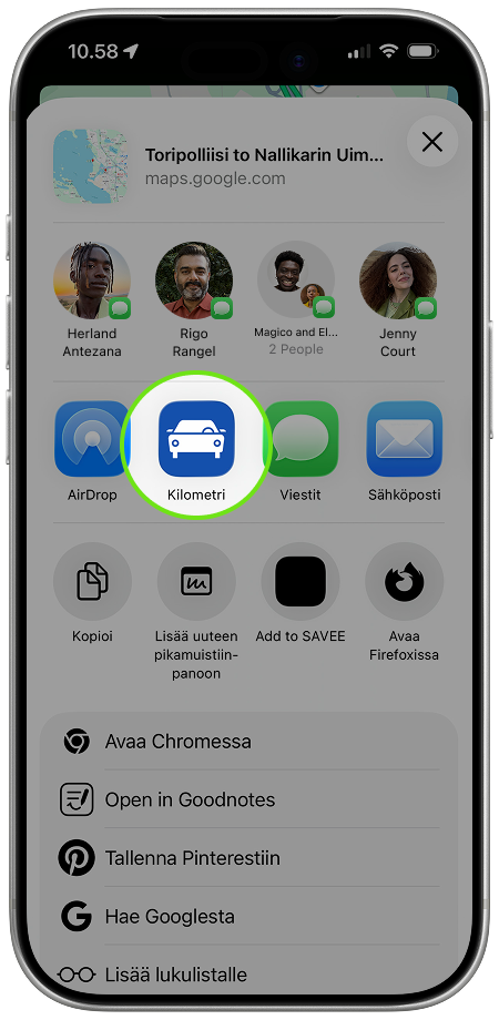 Add it to Kilometri
